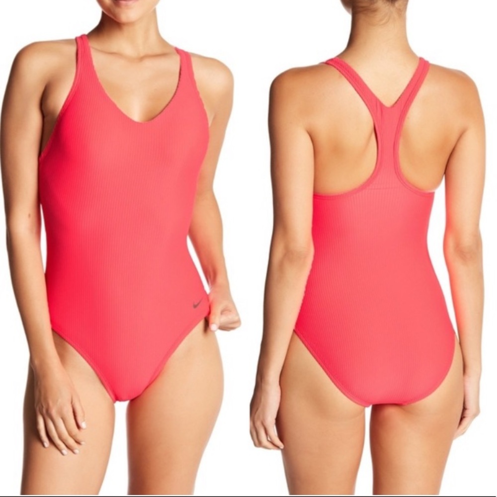 Nike Hot Punch Ribbed Racerback One Piece Swimsuit